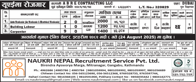 Jobs at A B R E CONTRACTING LLC DUBAI