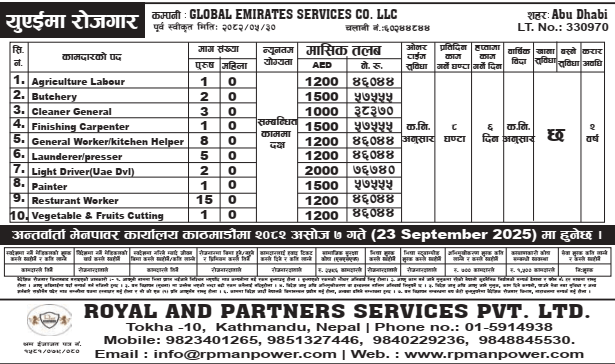 jobs at GLOBAL EMIRATES SERVICES CO. LLC Abu Dhabi